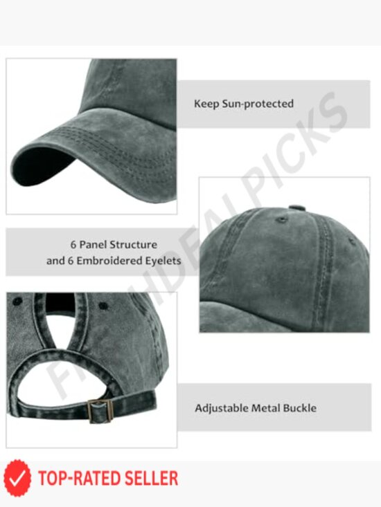Vintage Washed Distressed Baseball Cap with Ponytail Hole Sport Hat main image 5